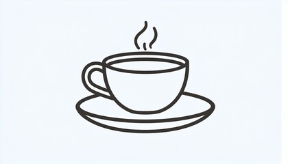 Simple Line Drawing of Coffee Cup.