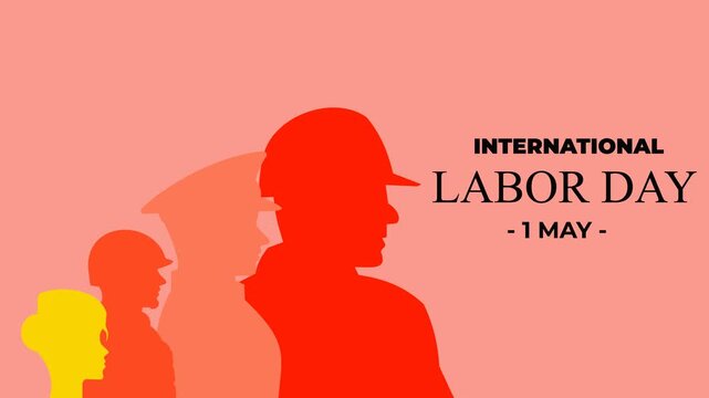 International labor day concept with worker silhouettes and may 1 date. Perfect for social media posts, event flyers, and presentations.