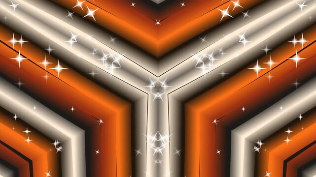 Vibrant orange and gray chevron pattern with sparkling white highlights