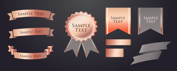 Ribbon decoration design set and antique borders and frames design