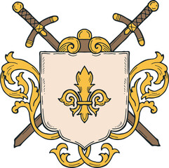 Knight emblem in vintage ornate style. Decorative old emblem © ONYXprj