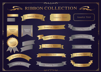 Ribbon decoration design set and antique borders and frames design