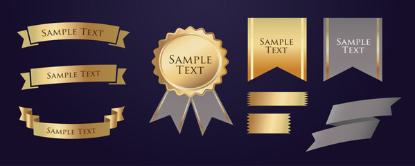 Ribbon decoration design set and antique borders and frames design