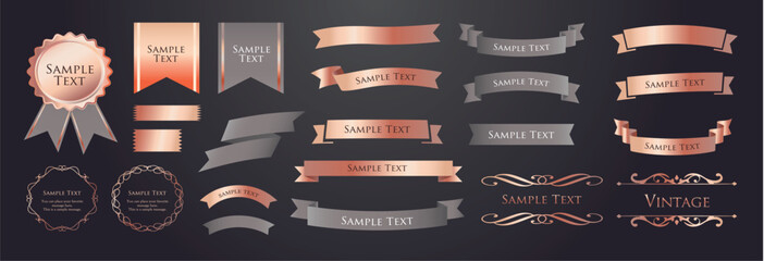 Ribbon decoration design set and antique borders and frames design