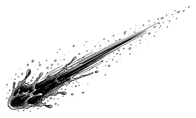 Dynamic hand drawn meteor comet splash with motion lines and stippling © AnjaliDesai