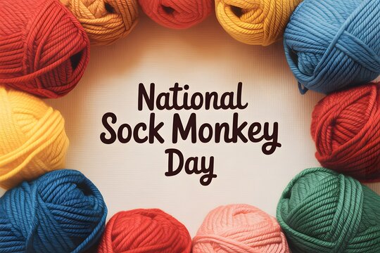 A colorful display of yarn balls on national sock monkey day