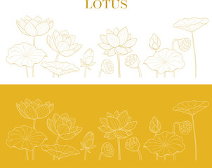 ハスの花の線画ベクターイラスト