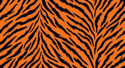 A striking close-up of an orange and black tiger stripe pattern. © Mansura