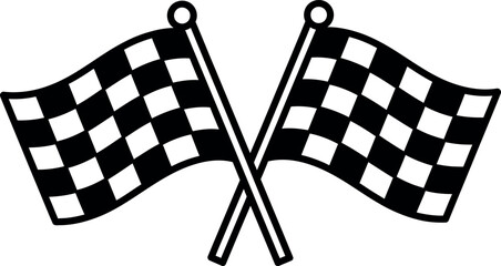Race Flag Vector: Start and Finish Flags with Chess Pattern, Motorsport and Racing Symbol 