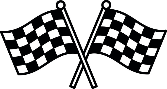 Race Flag Vector: Start and Finish Flags with Chess Pattern, Motorsport and Racing Symbol 