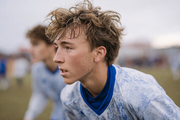 Young athlete focused during a soccer practice.