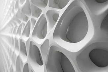 Abstract white wall with geometric patterns and textures.