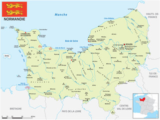 Obraz premium Map of the French region of Normandy