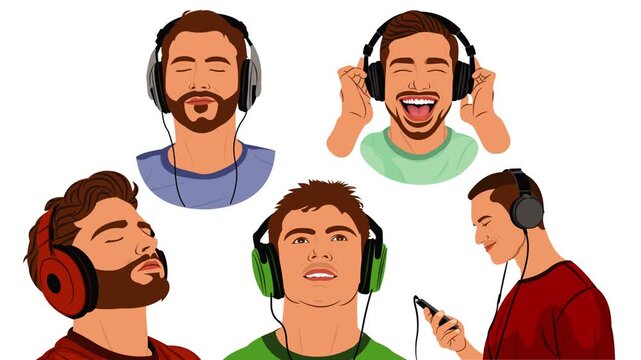 five handsome men wearing headsets