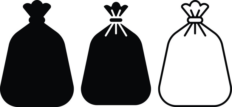 Sack bag icon set. Garbage bags icon, Plastic sack collection, Garbage bag, Vector illustration.