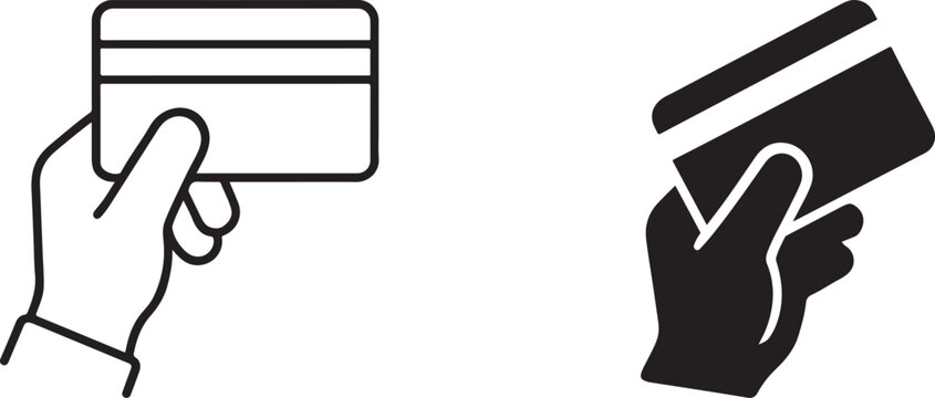 Hand swipe credit card flat icon for online payment apps and ecommerce websites.