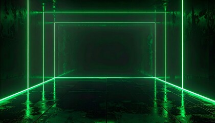 Futuristic Neon Green Laser Room Background