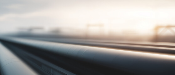 Industrial pipelines stretching into a hazy, sunlit distance infrastructure energy
