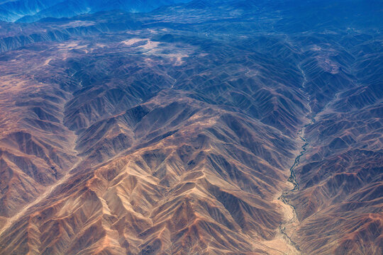 The desert landscape near Nasca in Peru