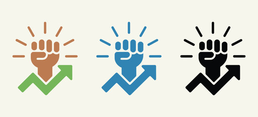 Obraz premium Motivation icon set, multi style various collection featuring goal achievement, inspiration