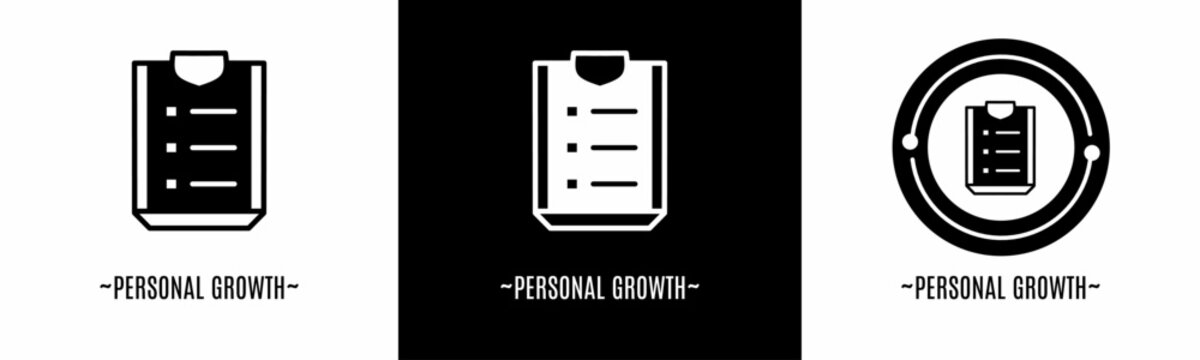 Personal growth logo set. Collection of black and white logos. Stock vector.