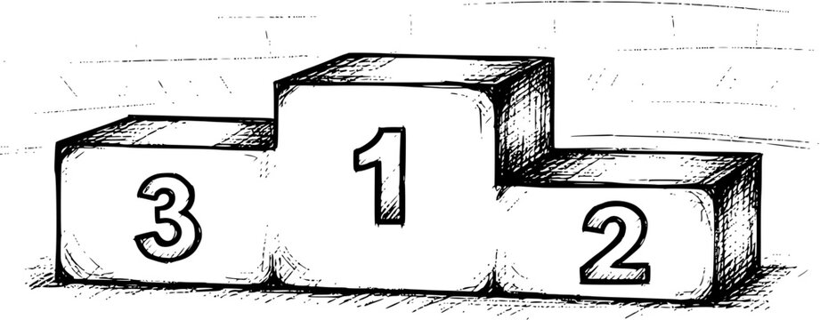 sketch silhouette podium with numbers 1, 2, 3
