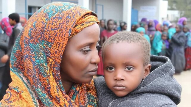 Mother and child at event in rural community