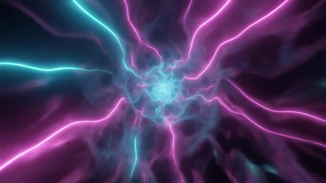 Cyan magenta energy pulse expanding contracting smooth seamless futuristic surreal ambience cascading softly glowing abstract unique style ultra realistic loop