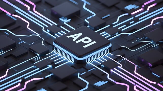 API Microchip Concept Representing Software Integration and Digital Connectivity