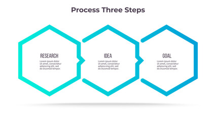 Business infographic template. Process chart with three options, steps. Vector chart.
