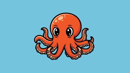 Cute cartoon octopus with big eyes and tentacles © icik icik bum