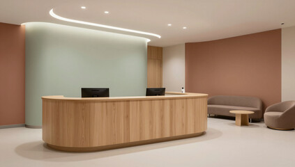 Modern Healthcare Reception Area with Soothing Aesthetic Design
