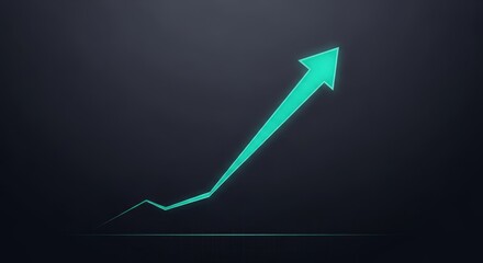 Business growth financial chart Dynamic digital graph with turquoise arrow showing rapid financial growth