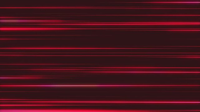 Thin red neon lines move horizontally across the dark space, like laser beams.