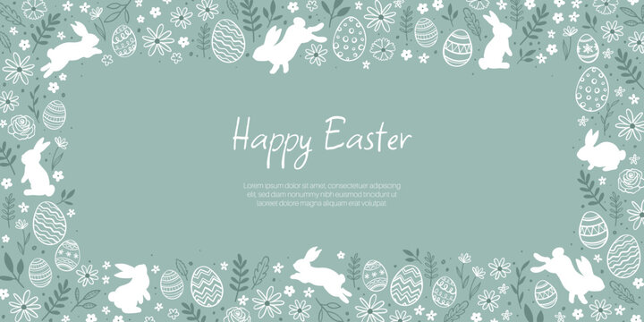Cute hand drawn easter eggs frame, fun easter decoration, great for banners, wallpapers, cards - vector design