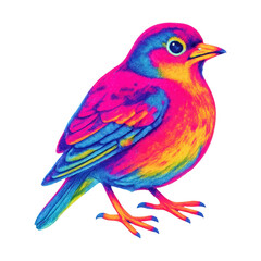 Obraz premium PNG Vibrant neon bird illustration
