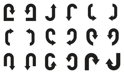 Go straight, one way only, U turn, left and right arrow direction icon