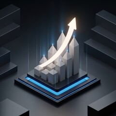 Business growth financial chart Platform with rising structures signifying business progress