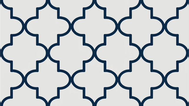 blue and white geometric pattern with quatrefoil shapes