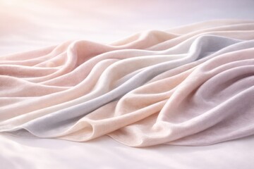 Soft pastel gradient draped fabric flowing in gentle waves 