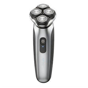 A sleek and modern electric shaver with multiple rotating heads for precise grooming. isolated on transparent background