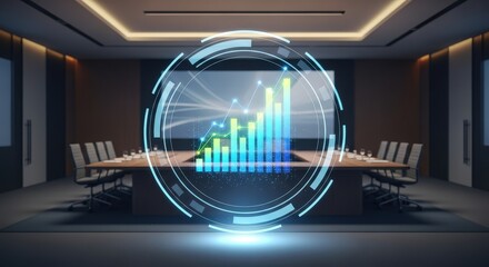 Business growth financial chart Refined electronic gathering environment. Contemporary electronic conference