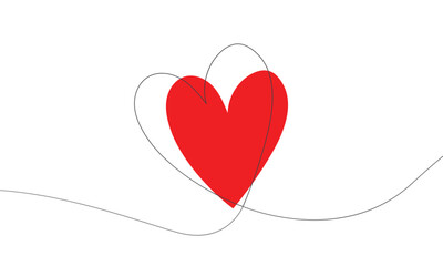 Continuous line drawing of a vibrant red heart a minimalist vector graphic perfect for expressing love passion and care concepts