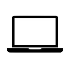 Simple line drawing of a closed laptop computer on a white background