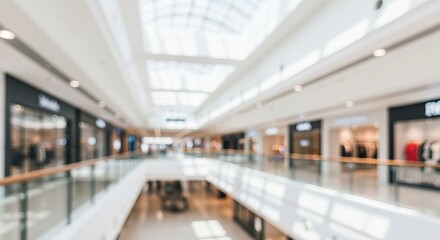 Fototapeta premium Bright and Serene Modern Shopping Mall Interior with Skylight, Spacious and Tranquil Atmosphere