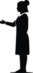 silhouette professional woman gesturing forward for a presentation or welcome vector design
