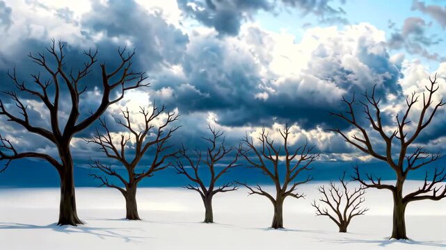 Snow dead trees sky natural landscape