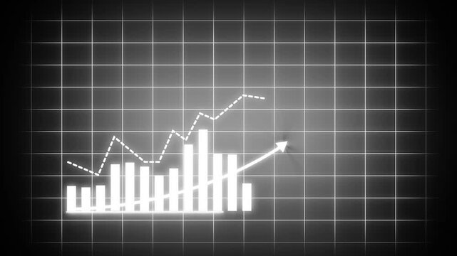 Economic growth 2001 timeline bar chart background animation. Corporate revenue increase graph with rising arrow 4K...
