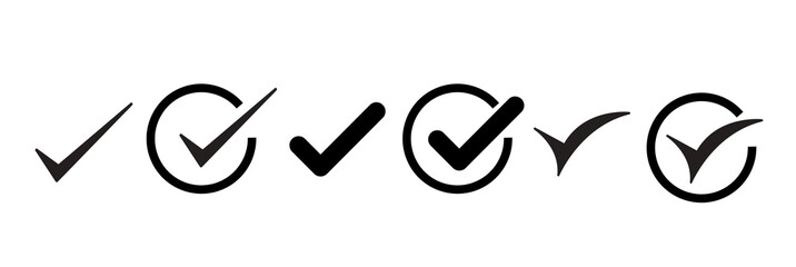 Check mark icon set, tick mark sign, approved, correct, tested, verified, like, check mark icon vector  © NadeAnamta