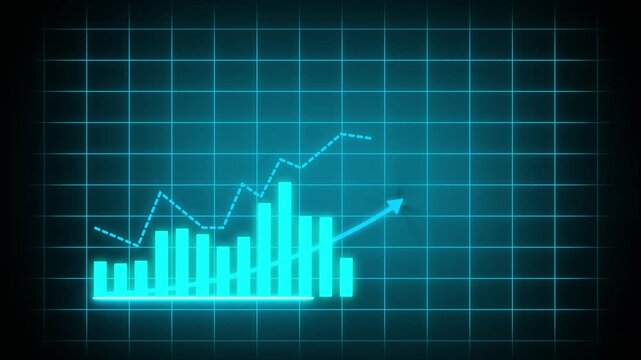 Economic growth 2001 timeline bar chart background animation. Corporate revenue increase graph with rising arrow 4K...